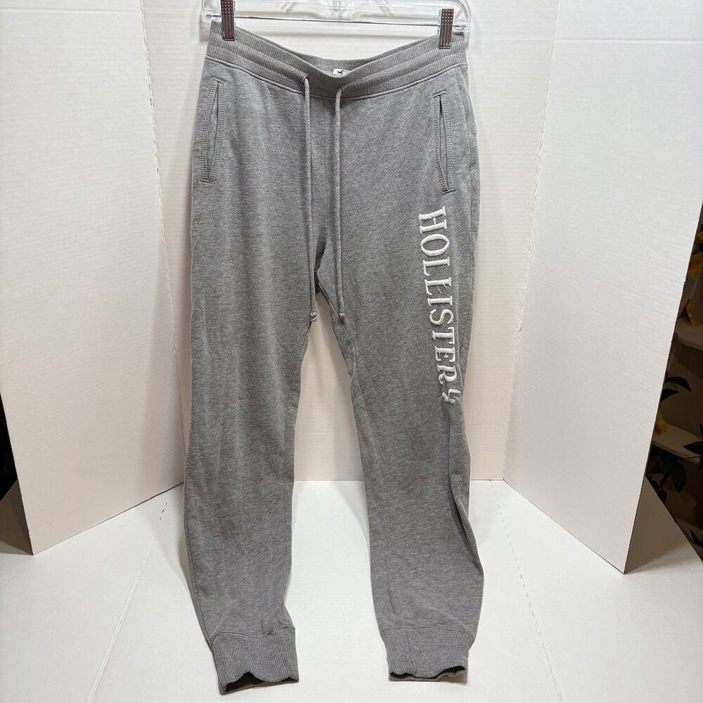 Hollister Joggers Sweatpants Womens Size S Gray Logo Drawstring Y2K